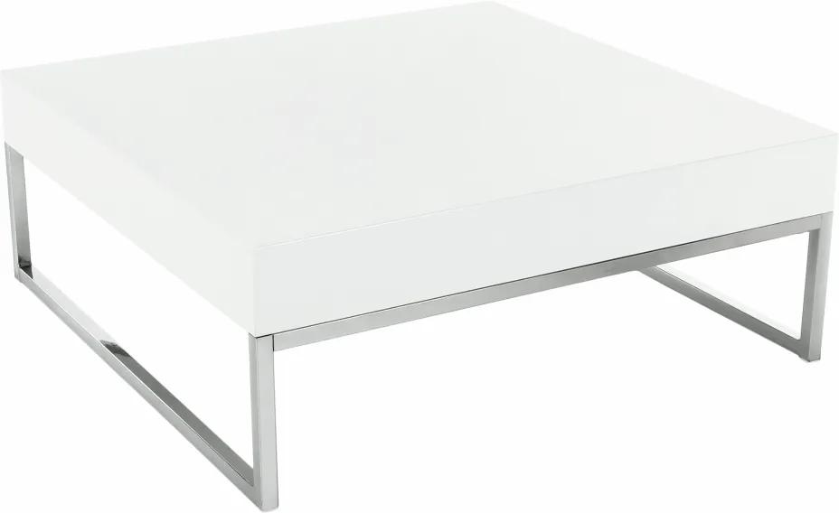 Konferenčný stolík, chróm/biela extra vysoký lesk HG, BOTTI