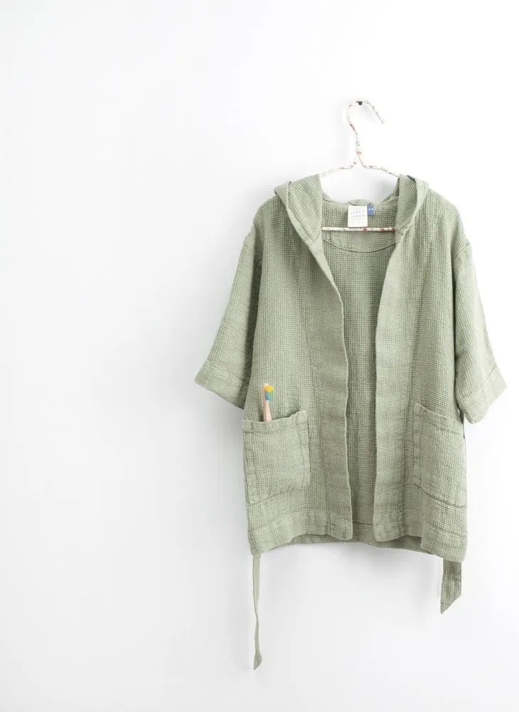 Detský zelený ľanový župan Linen Tales Nature, vel. 122 - 128