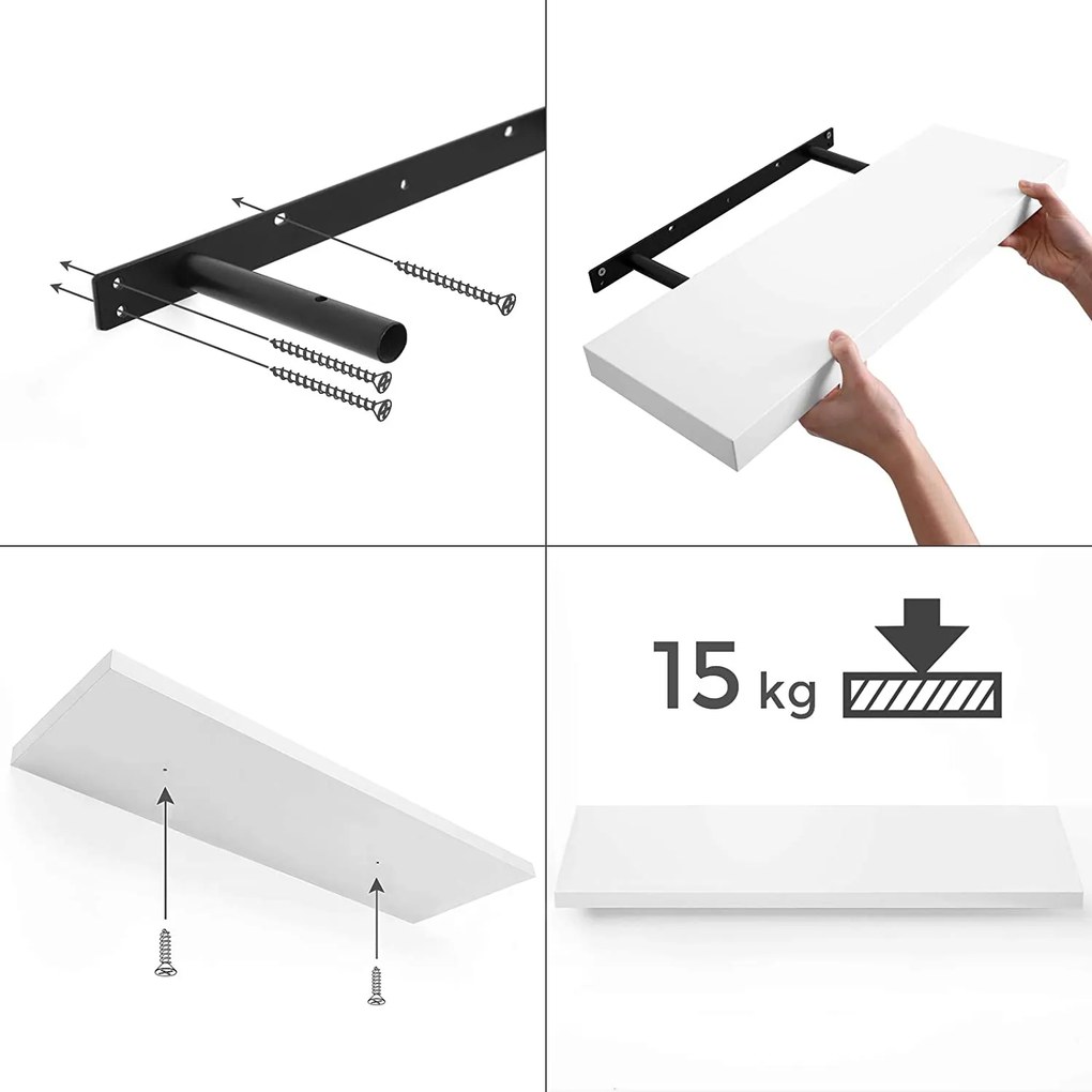 Plávajúca nástenná polica 60 cm, biela