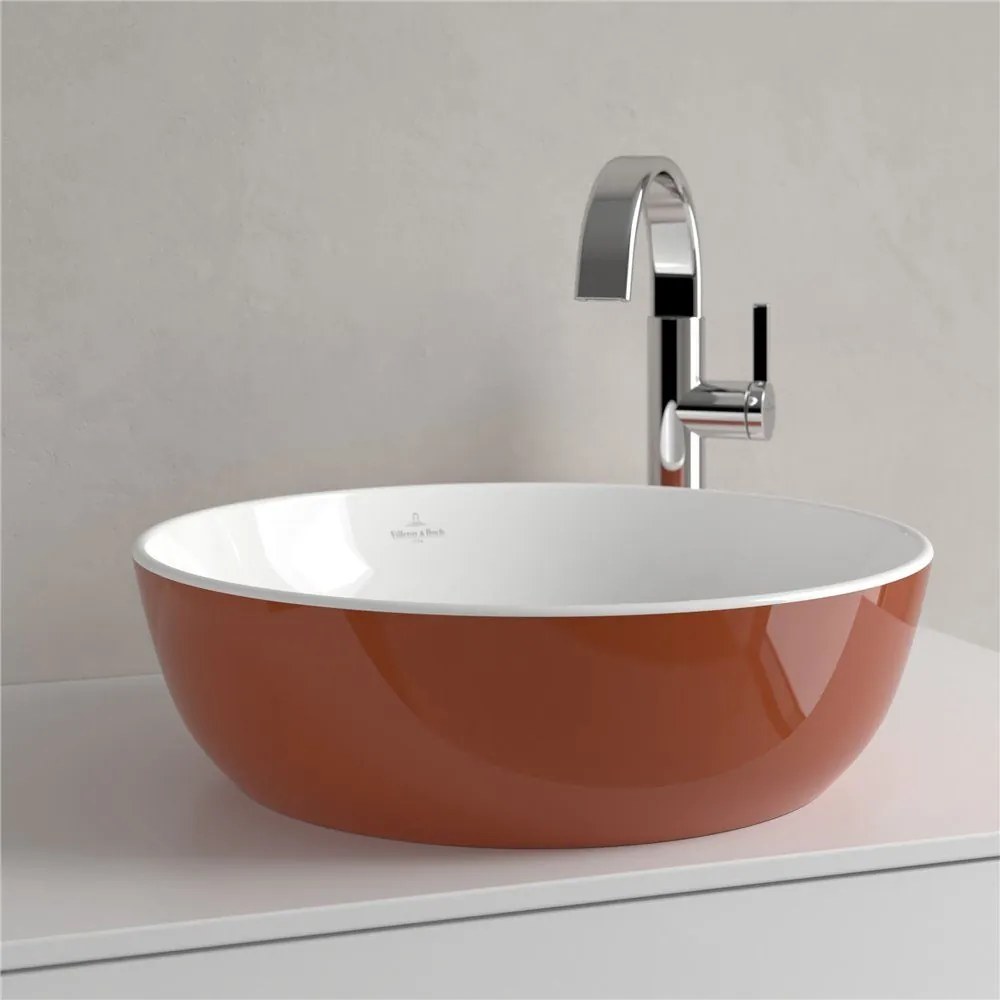 VILLEROY &amp; BOCH Artis okrúhle umývadlo na dosku bez otvoru, bez prepadu, priemer 430 mm, Rust, 417943BCW8