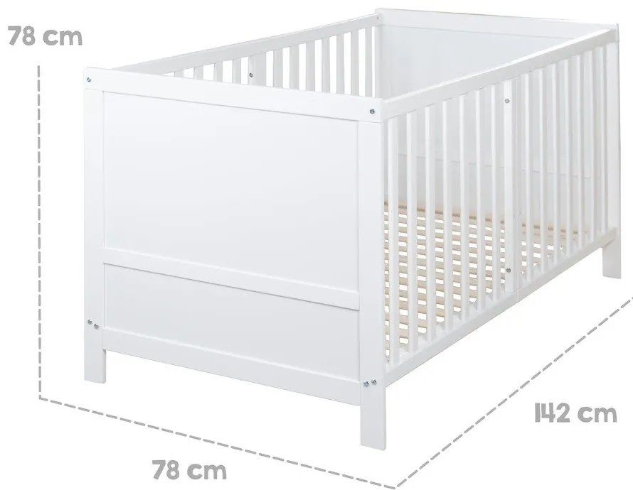 Biela postieľka s nastaviteľnou výškou 70x140 cm Easy Sleep – Roba