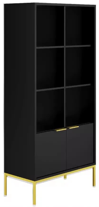 Knihovna Austin 80 cm černá/zlatá