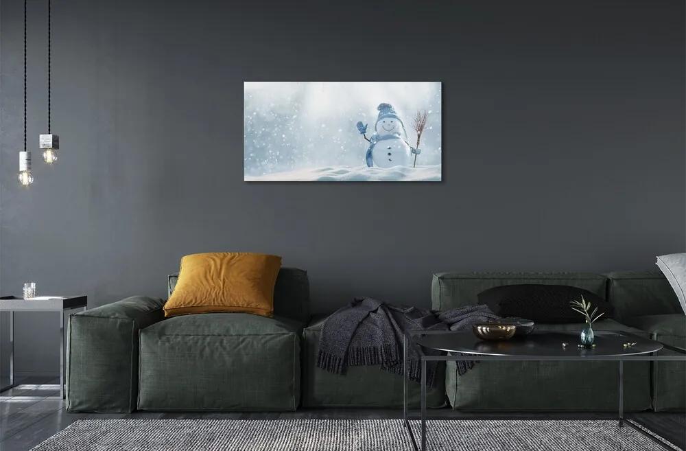 Sklenený obraz snehuliak sneh 125x50 cm