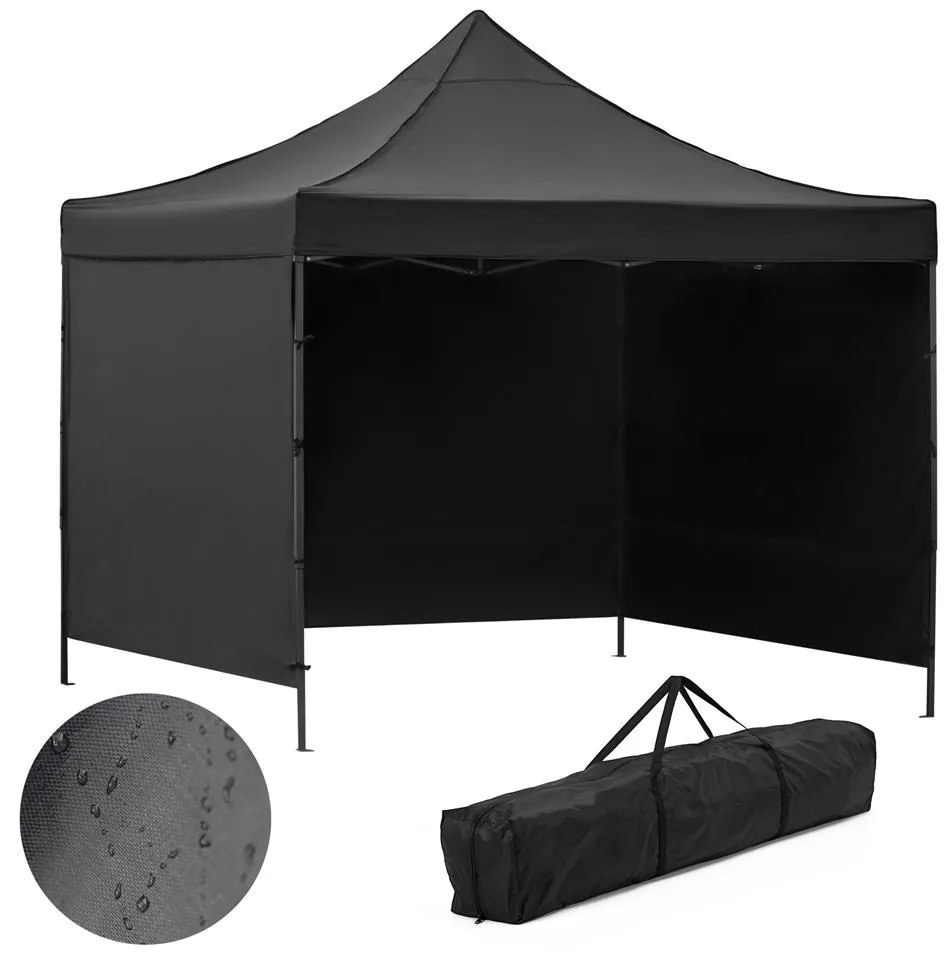 Nožnicový stan 3×3 m – záhradný pavilón pre veľtrhy, expresné akcie a catering, čierny Springos GP0011