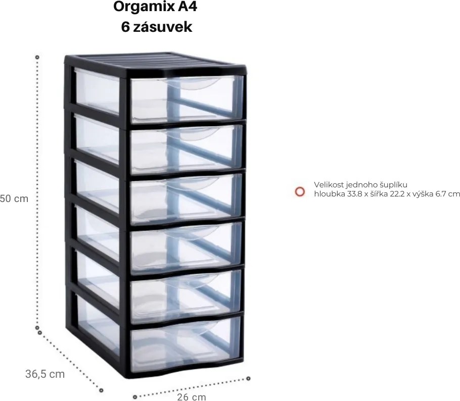 SUNDIS Úložný box s 6 zásuvkami, antracit, OFFICEMIX, A4, 6A