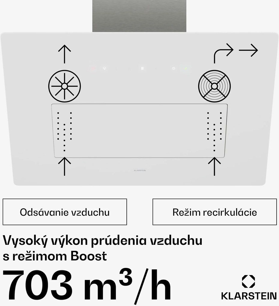 Klarstein SleekAir digestor | A+++ | 717 m³/h | dotykové ovládanie | LED | 60 cm