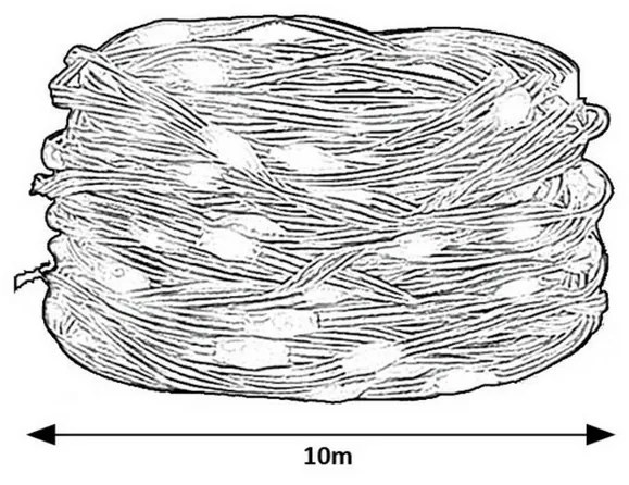 Rabalux 77124 vonkajší svetelný SMART reťaz Biri 10 m, s funkciou časovača, pamätí, 10 m
