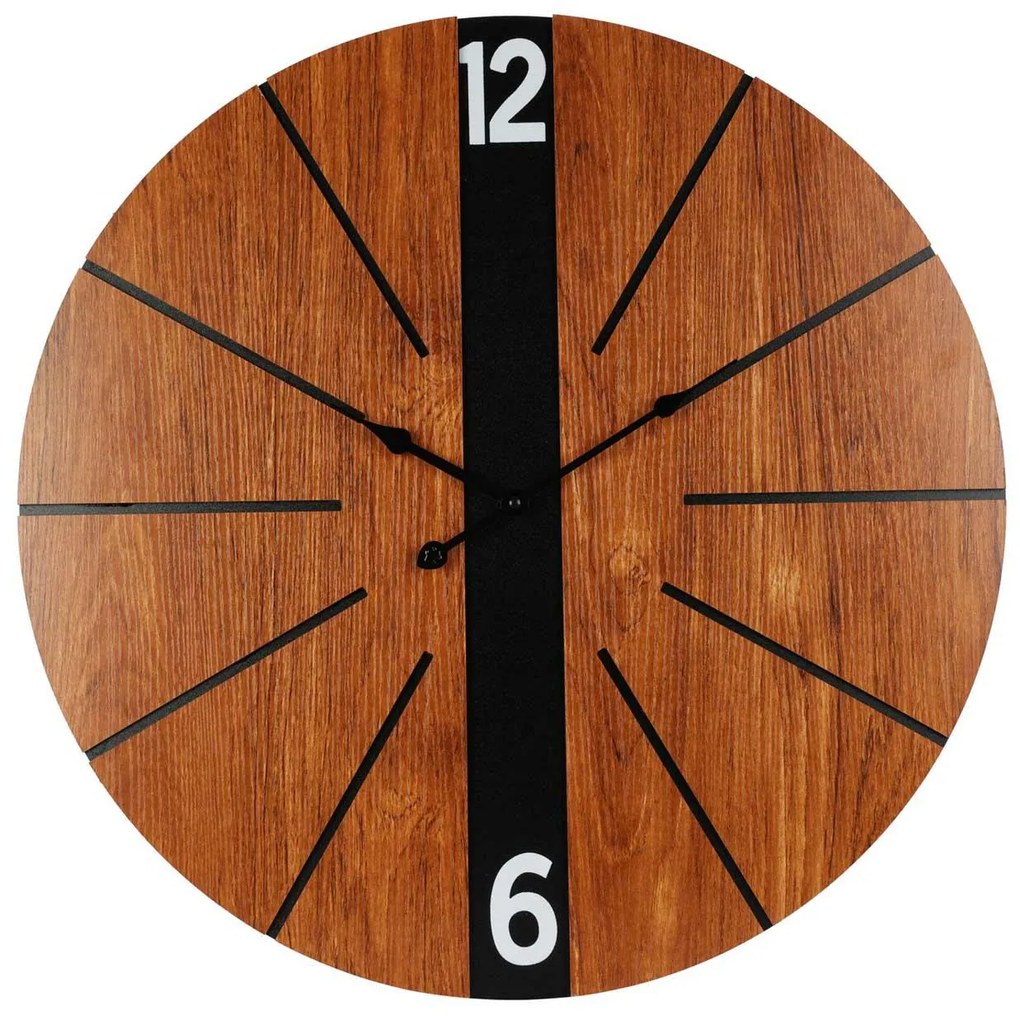 Nástenné hodiny Wooden, čierna/hnedá