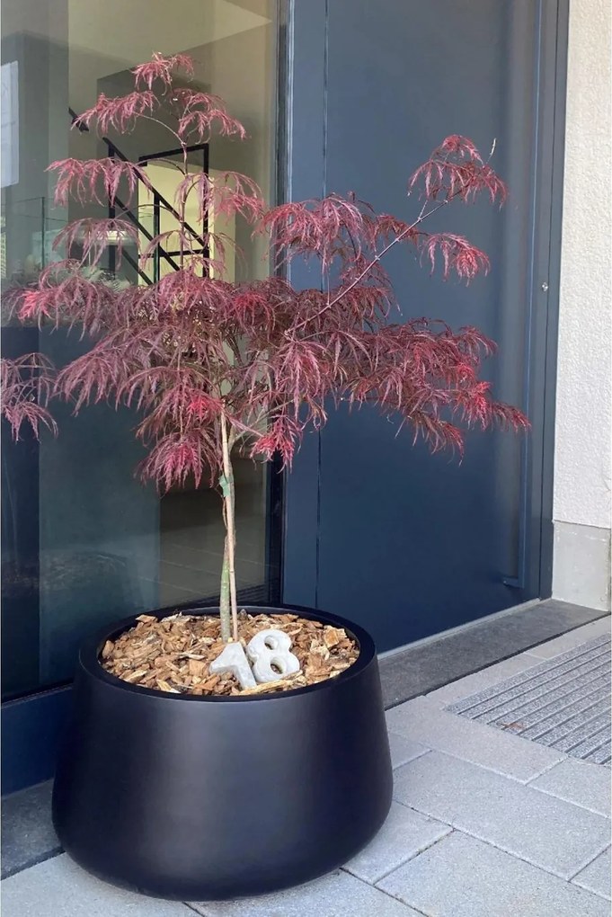 Kvetináč GORDO, sklolaminát, výška 29 cm, čierny