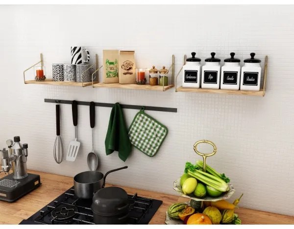 Nástenná polica 45x16 cm dub/zlatá