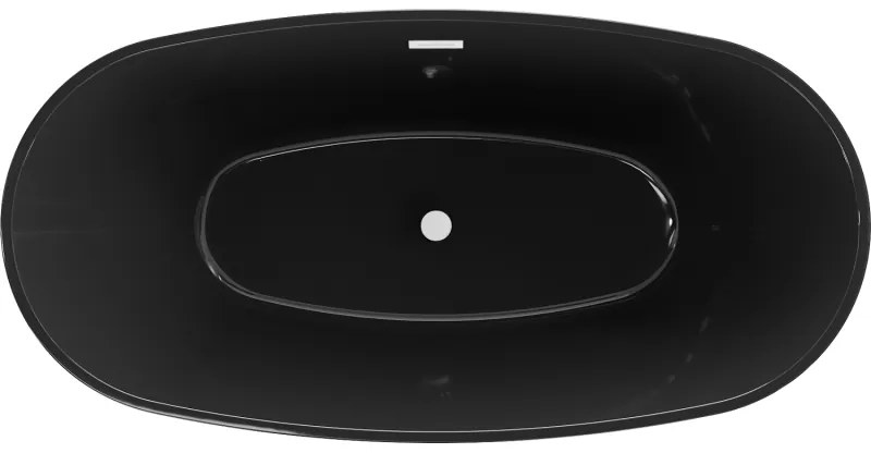 Mexen Eris, voľne stojaca vaňa 170 x 80 cm, čierna, biely prepad, 53441708070-20