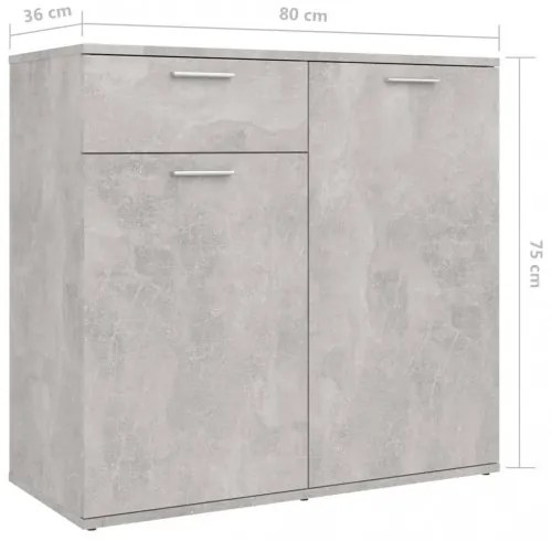 vidaXL Komoda betónová sivá 80x36x75 cm drevotrieska-
