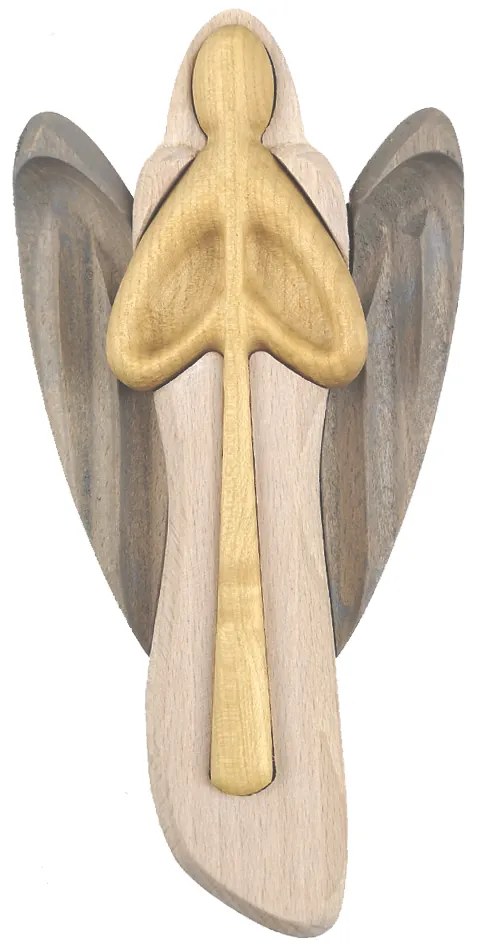 AMADEA Drevený anjel s flautou, farebný, masívne drevo, 22x12x2 cm