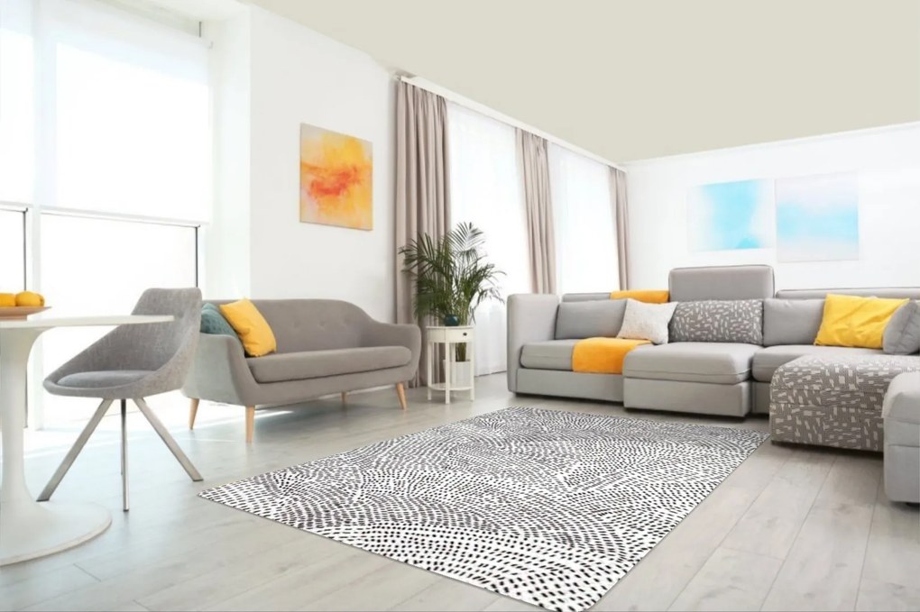 Kusový koberec Ink 46307 / AF100, 160x230, čiernobiela, obývacia izba, Osta