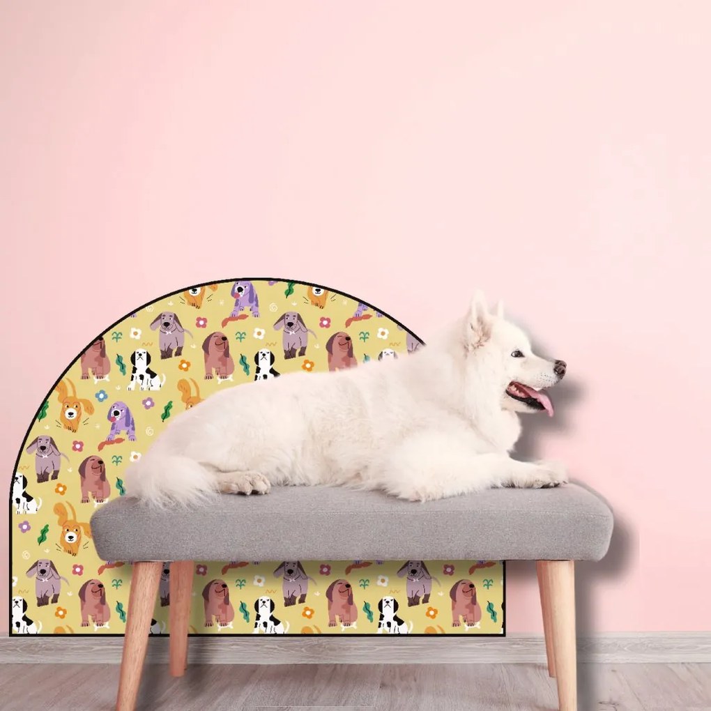 PIPPER. Ochranná textilná nálepka na stenu - Oblúk - Farebné psy Veľkosť: 83x60cm, Motív: bez mena