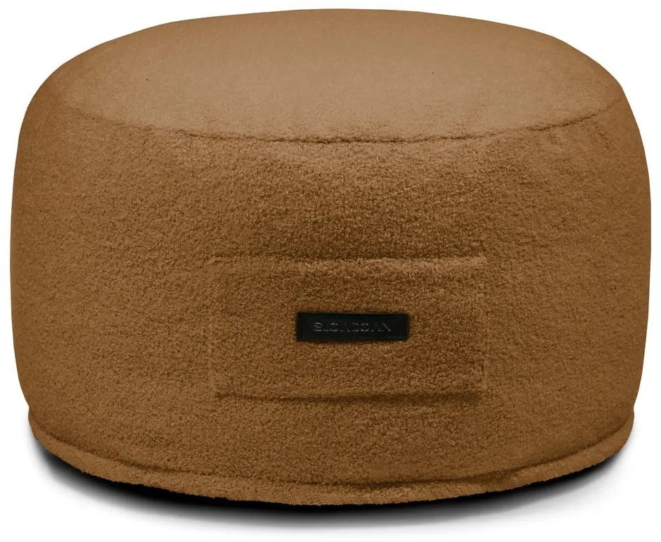 Hnedý taburet z textílie buklé Om 60 – SLOWDOWN