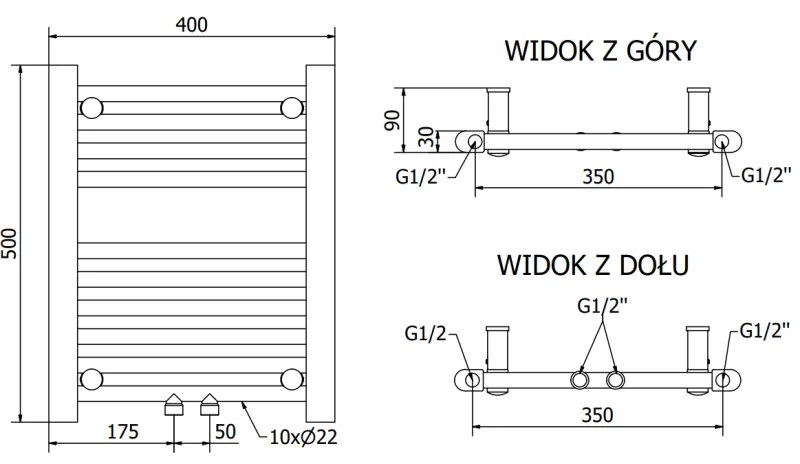 Mexen Mars, vykurovacie teleso 500x400 mm, 178 W, antracitová, W110-0500-400-00-66