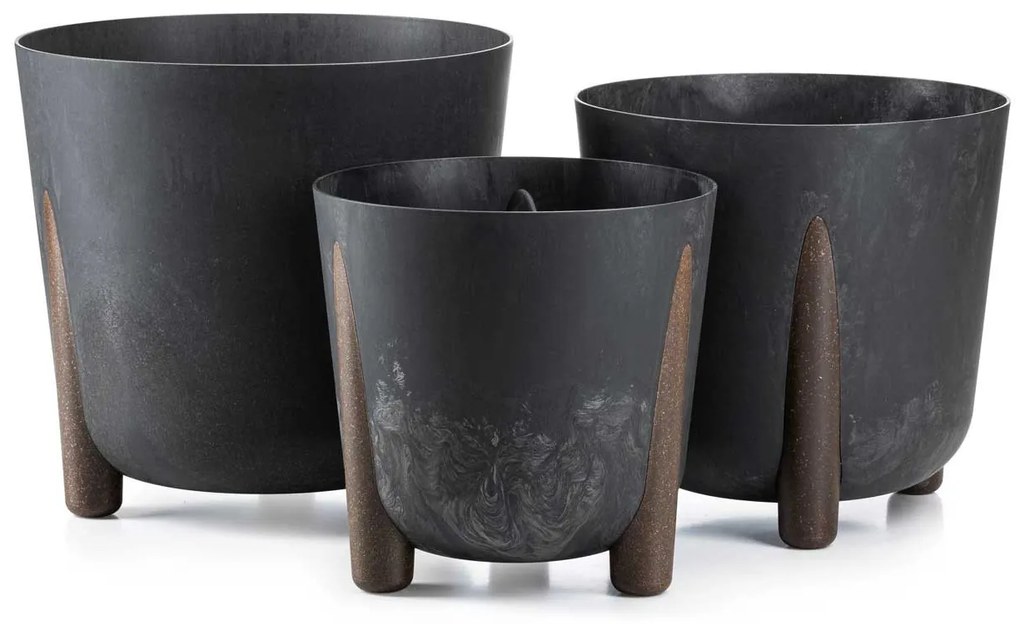 PLASTOVÝ KVETINÁČ MOSS 30X28,5 CM IMITÁCIA BETÓNU ČIERNA