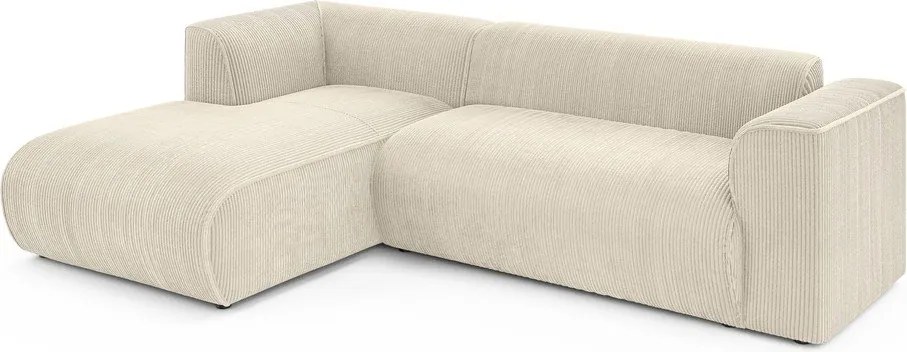 Béžová menčestrová rohová pohovka (ľavý roh/s leňoškou) Merid – Ropez