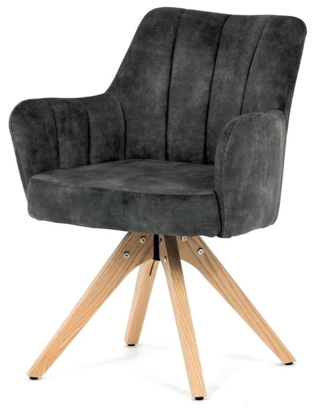 Židle jídelní otoční HC-D7188 GRN4, taštičkové pružiny v sedáku, tmavě zelená látka, masiv