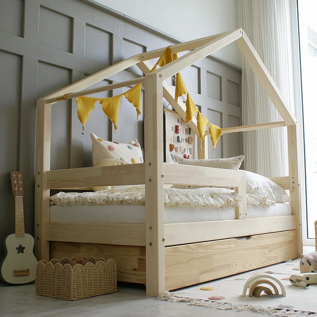 Detská domčeková posteľ HOUSEBED PLUS bariéra easy so zásuvkami Veľkosť postele: 200/100