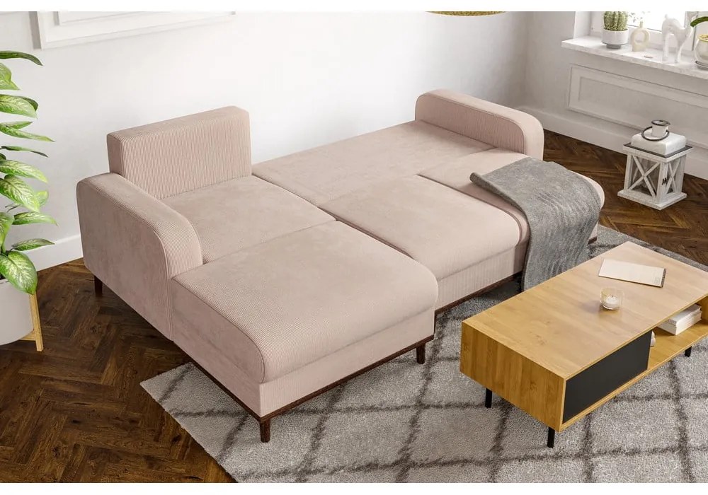 Béžová menčestrová rohová pohovka (ľavý roh) Beata – Ropez