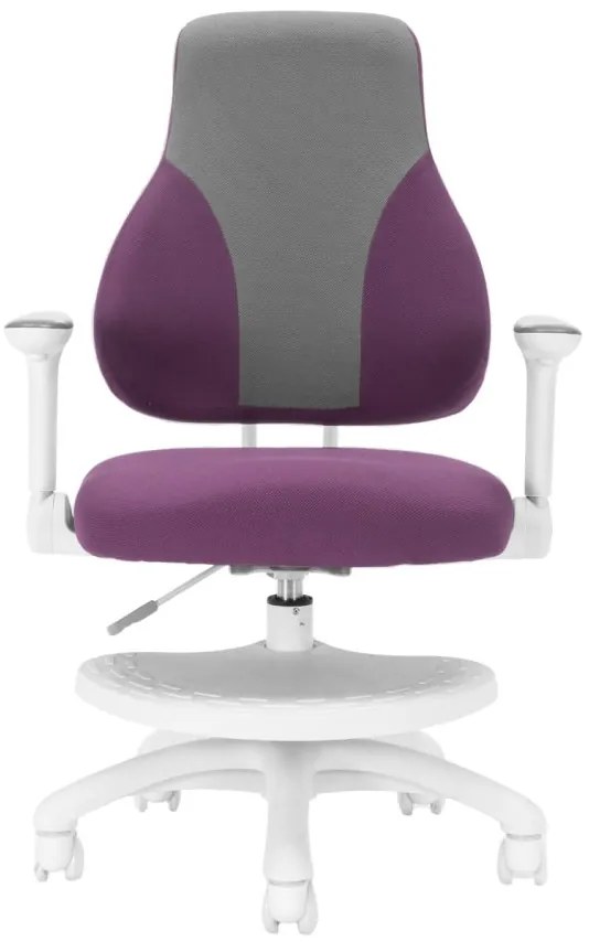 Detská rastúca stolička Neoseat KINDER WHITE — látka, šedá / fialová