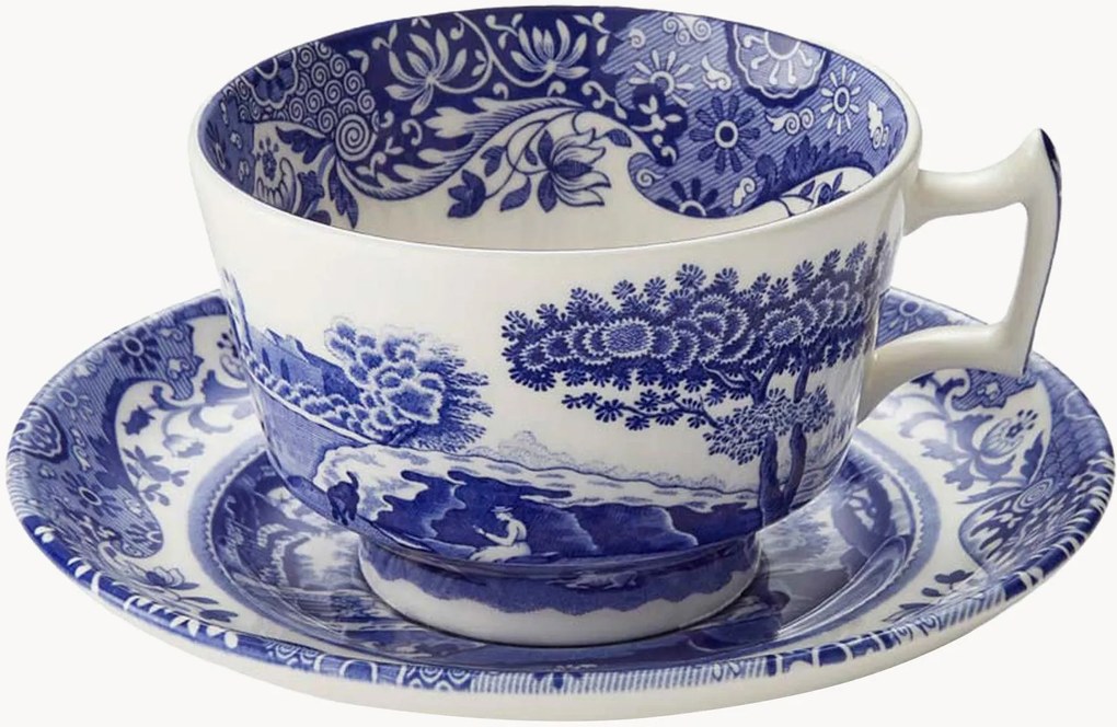 Keramická šálka na čaj's podšálkou Blue Italian, 2 ks