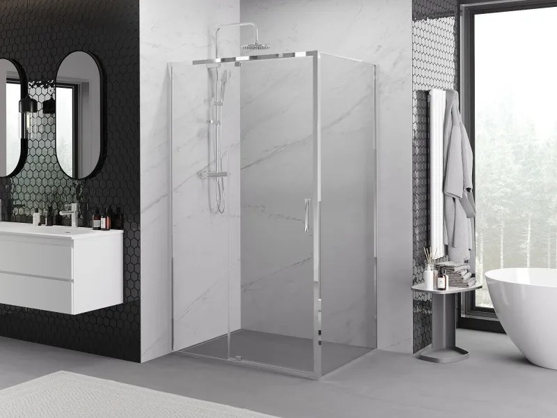 Mexen Exo, výklopný sprchový kút 130 x 120 cm, číre sklo, chrómový profil, 819-130-120-01-00