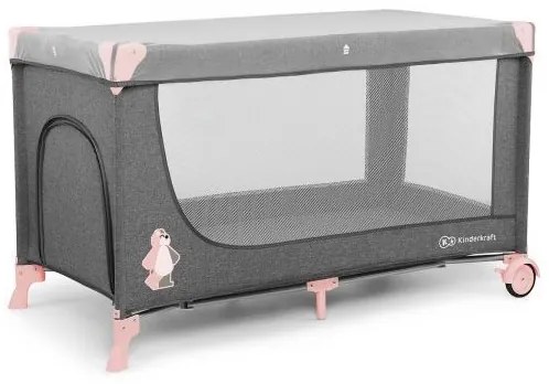 KINDERKRAFT - Cestovná postieľka JOY šedoružová