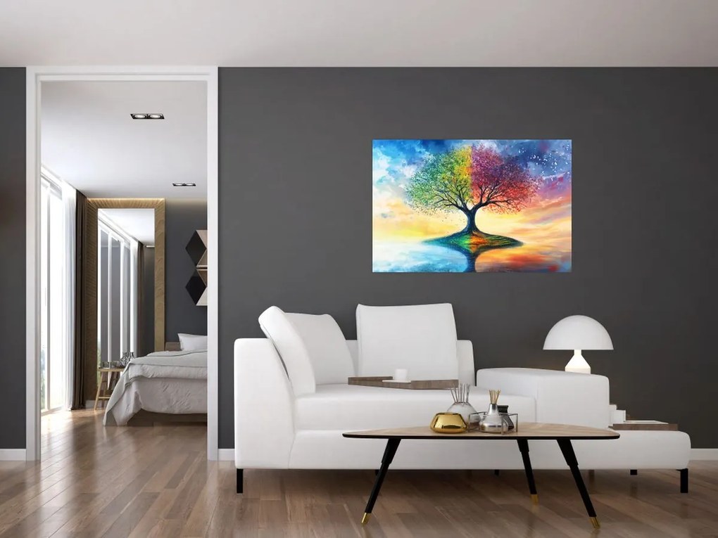 Obraz – Maľovaný strom ročných období (90x60 cm)