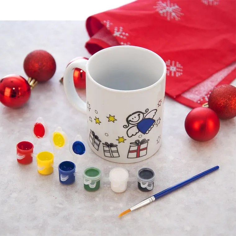 Porcelánový hrnček STROMČEK s farbami a štetcom, 380 ml