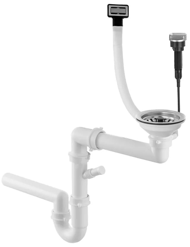 Gamma Gamma, 1-komorový automatický sifón pre granitové drezy s hranatým prepadom, chrómová, GMA-1A11ZCH