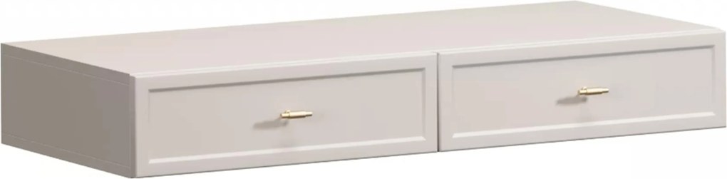 Závesná konzola / toaletný stolík Lorini 100 cm so zásuvkami - kašmír / zlaté úchytky T-bar