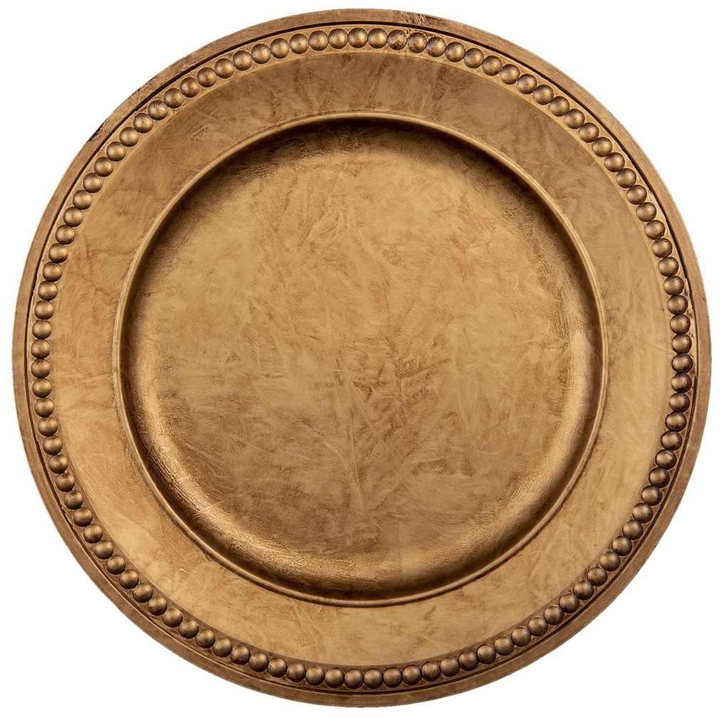 Zlato-hnedý plastový tanier s dekorom - Ø 33 * 2 cm