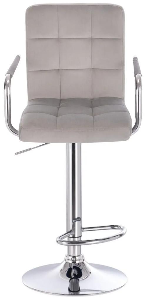LuxuryForm Barová stolička VERONA VELUR na striebornom tanieri - svetlo šedá