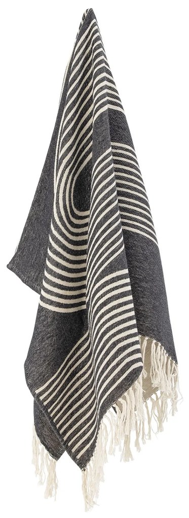 Bloomingville Bavlnený prehoz Anek Black 150 × 130 cm