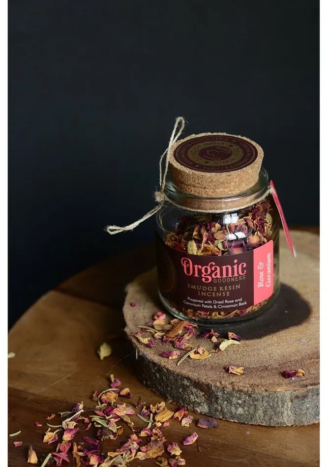 Organické kadidlo v pohári, Rose & Geranium