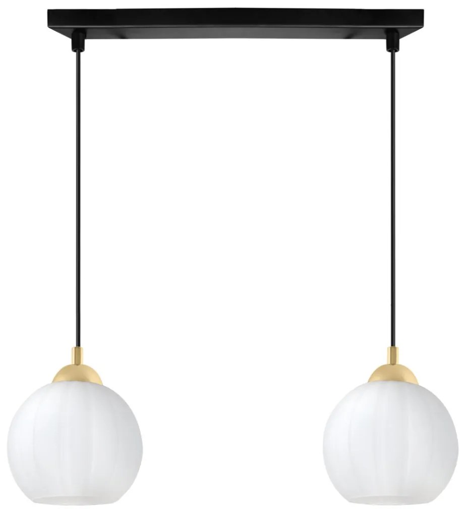 Závesné svietidlo Costa, 2x biele sklenené tienidlo, b/g