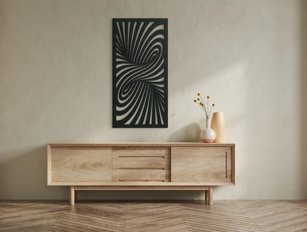 drevko Drevený obraz v abstraktnom štýle Kolotoč Rozmer obrazu: 44,5 x 22 cm, Farba dekorácie: Čierna