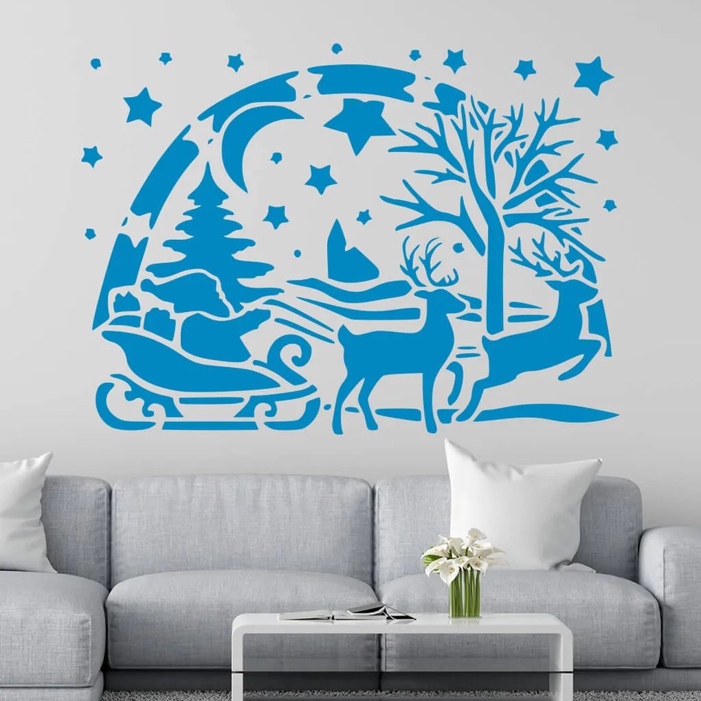 Veselá Stena Samolepka Santa Claus Farba: modrá, Veľkosť: 80 x 58 cm