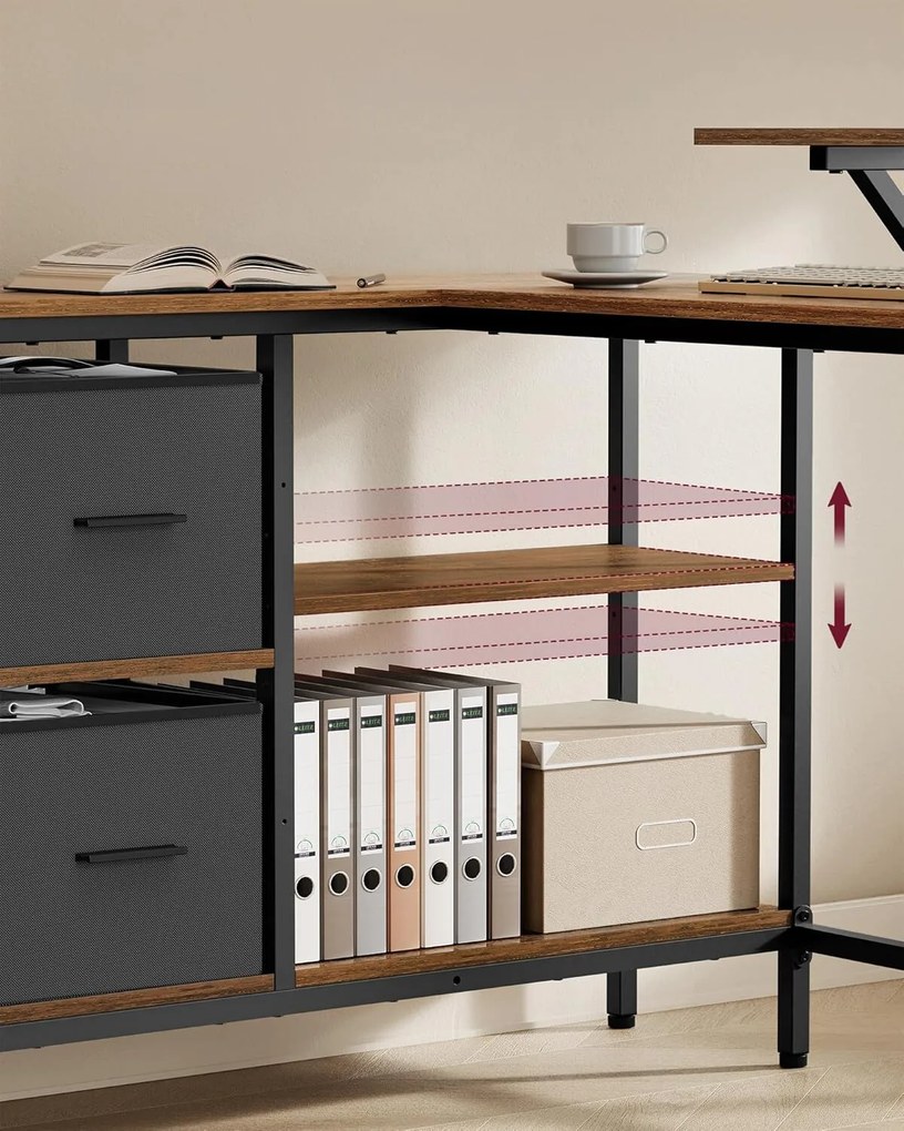 Rohový psací stůl Vasagle Delong černý/hnědý