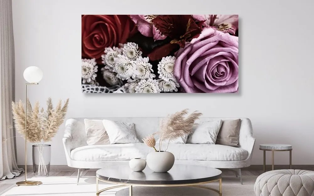 Obraz kytica ruží v retro štýle Varianta: 120x60