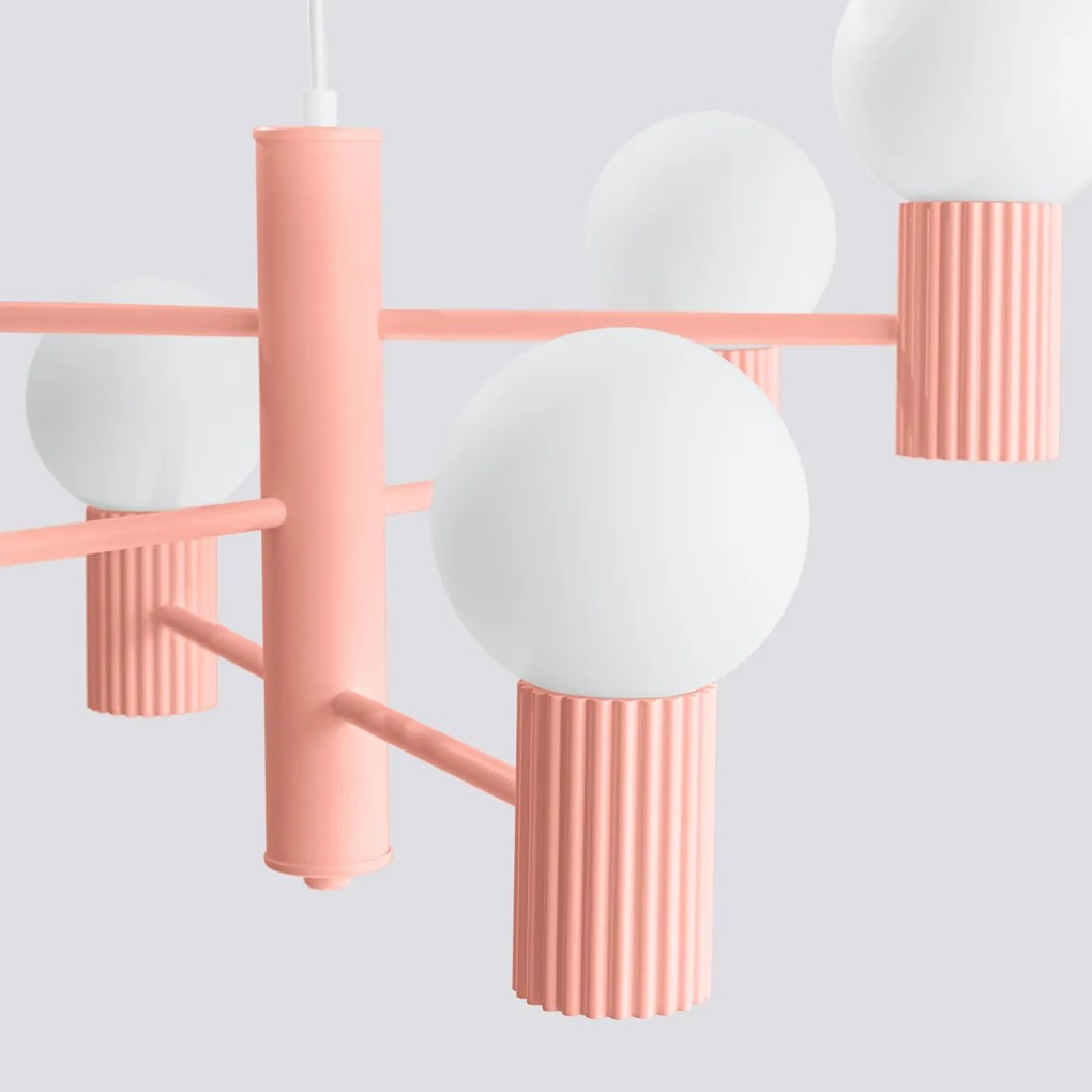 Luster Halo, 6x biele sklenené tienidlo, p