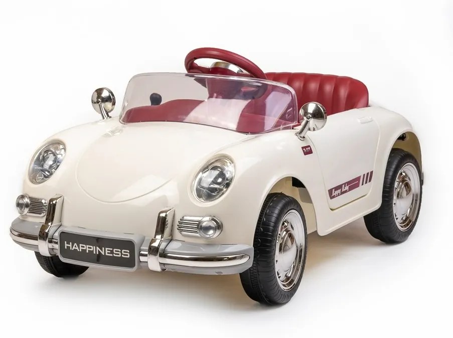 Baby Mix Detské elektrické autíčko Retro Pearl, biela