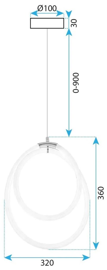 Toolight Toolight, LED závesné svietidlo G021-CP, biela-zlatá, OSW-06372