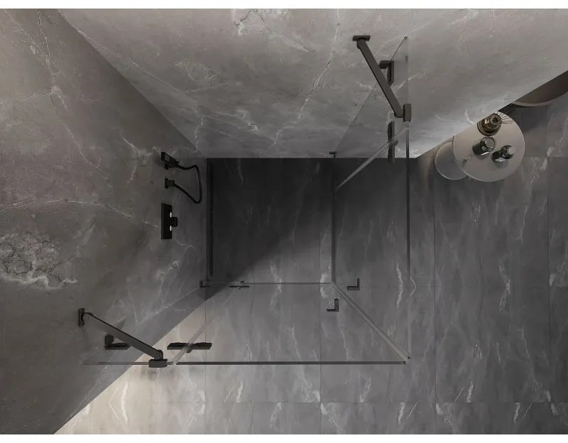 Mexen Lunar Duo, výklopný sprchový kút 90 x 90 cm, 8mm číre sklo, profil grafit brúsený, 834-090L-090P-66-00