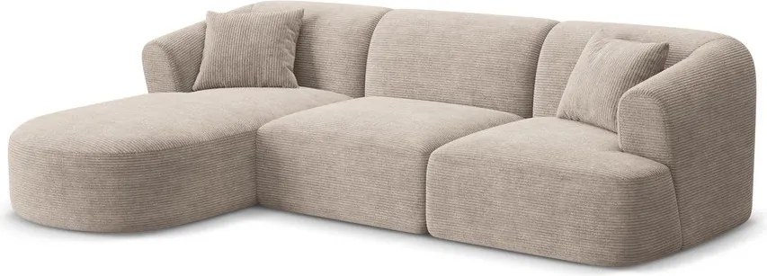 Svetlohnedá menčestrová rohová pohovka (ľavý roh/s leňoškou) Campi – Cosmopolitan Design