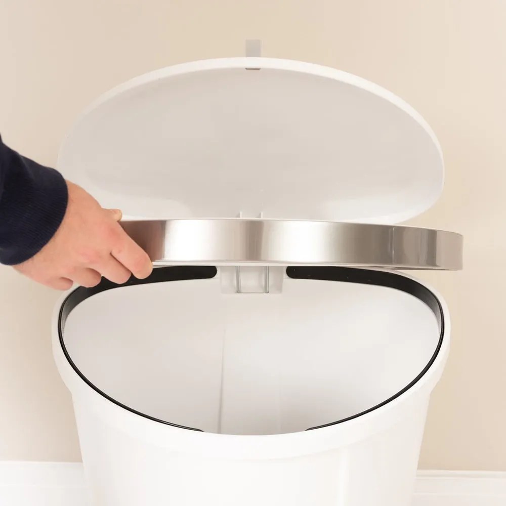 Biely nášľapný plastový odpadkový kôš 50 l – Addis