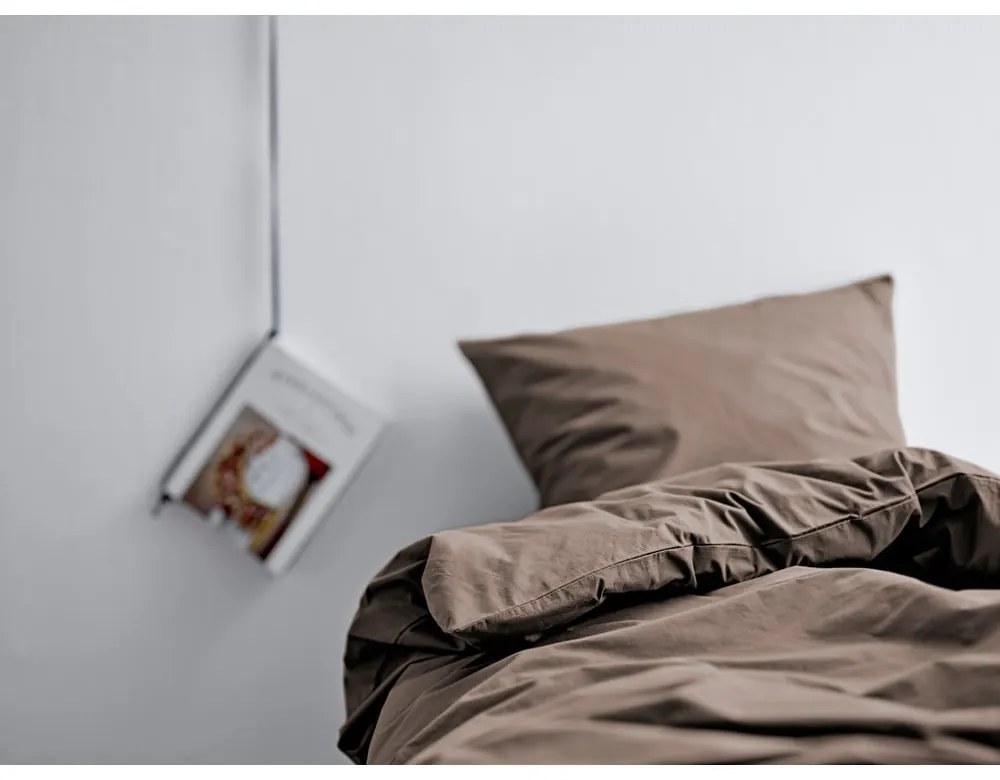 Hnedé predĺžené obliečky na dvojlôžko z bavlneného perkálu 200x220 cm Crisp – Södahl